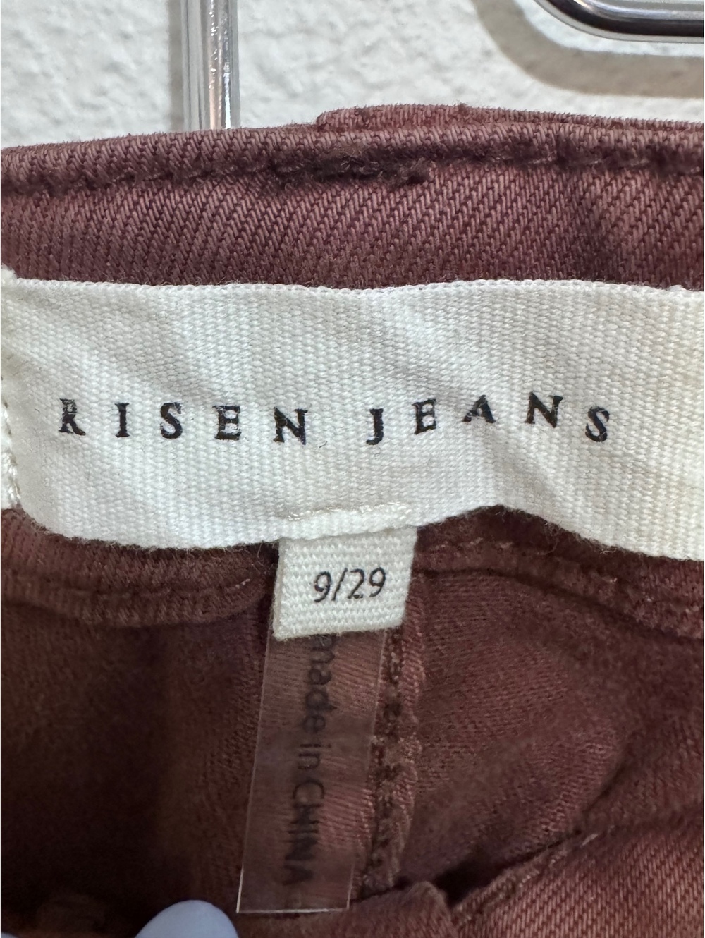 NEW RISEN JEANS High Waist Button Fly Pants in Brown